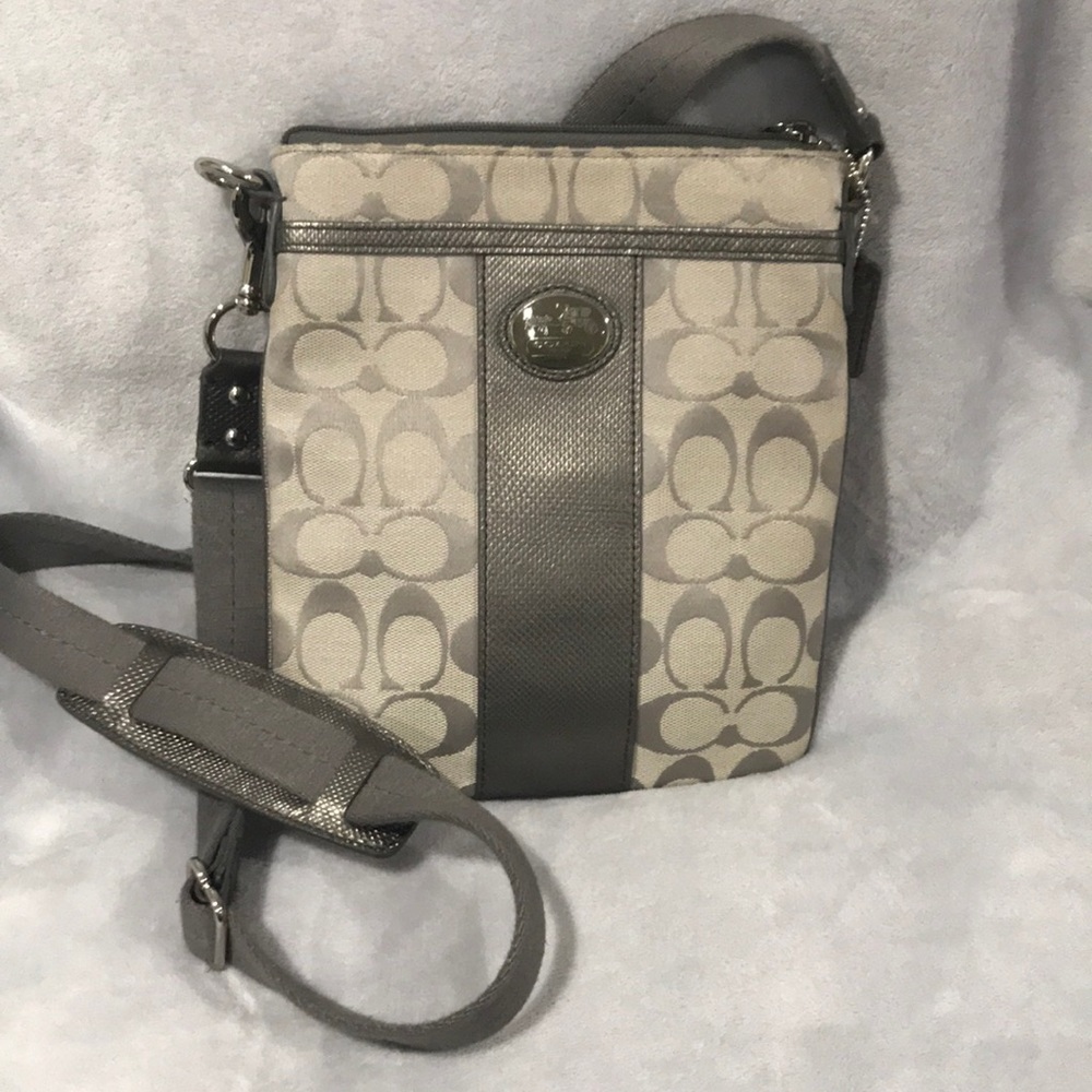 Coach Crossbody Gray Signature Classic C With Adjustable Strap
